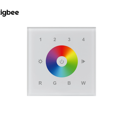 Zigbee Glass RGBW Touch Dimmer Wall Panel Front View