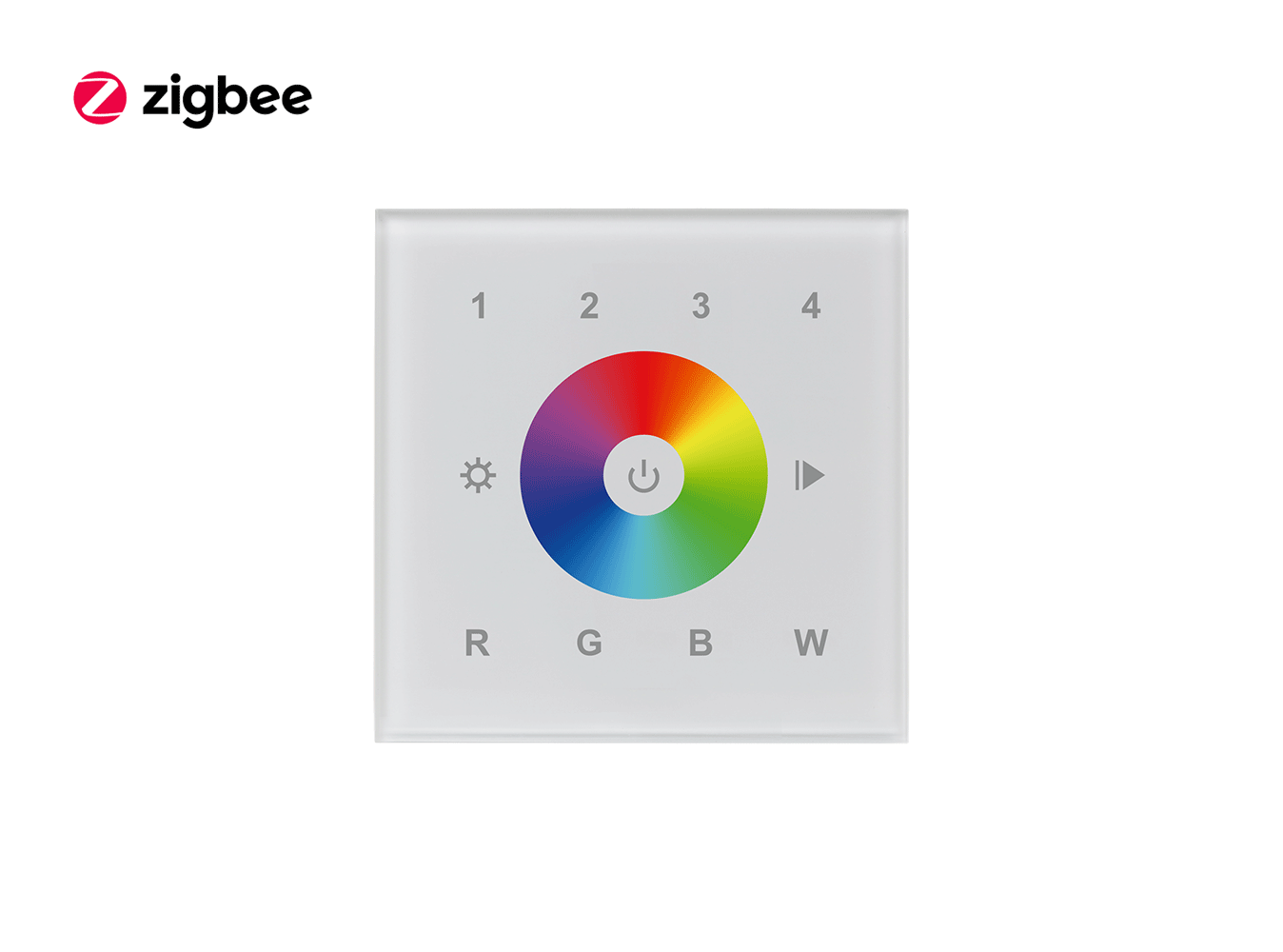 Zigbee Glass RGBW Touch Dimmer Wall Panel Front View
