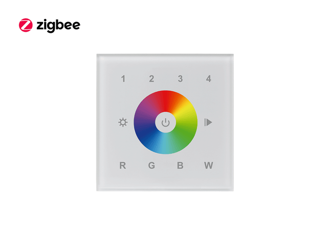 Zigbee Glass RGBW Touch Dimmer Wall Panel Front View