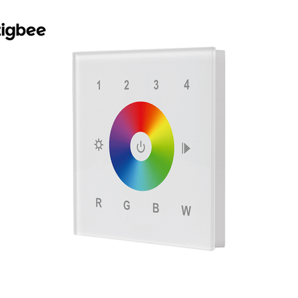 Zigbee Glass RGBW Touch Dimmer Wall Panel Front View 2