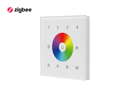 Zigbee Glass RGBW Touch Dimmer Wall Panel Front View 2