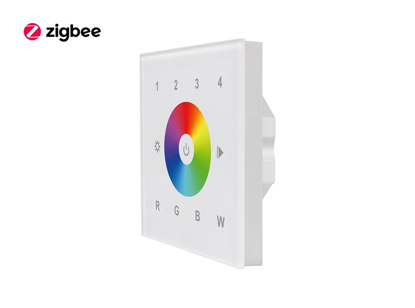 Zigbee Glass RGBW Touch Dimmer Wall Panel Front View 3