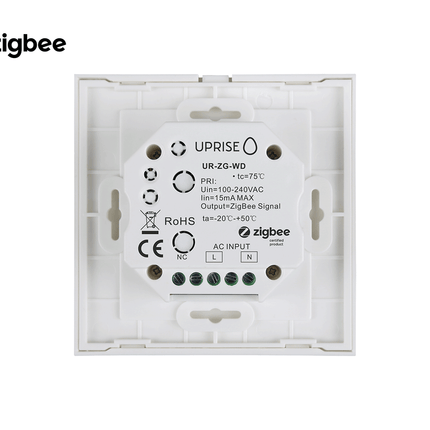 Zigbee Glass RGBW Touch Dimmer Wall Panel Back View