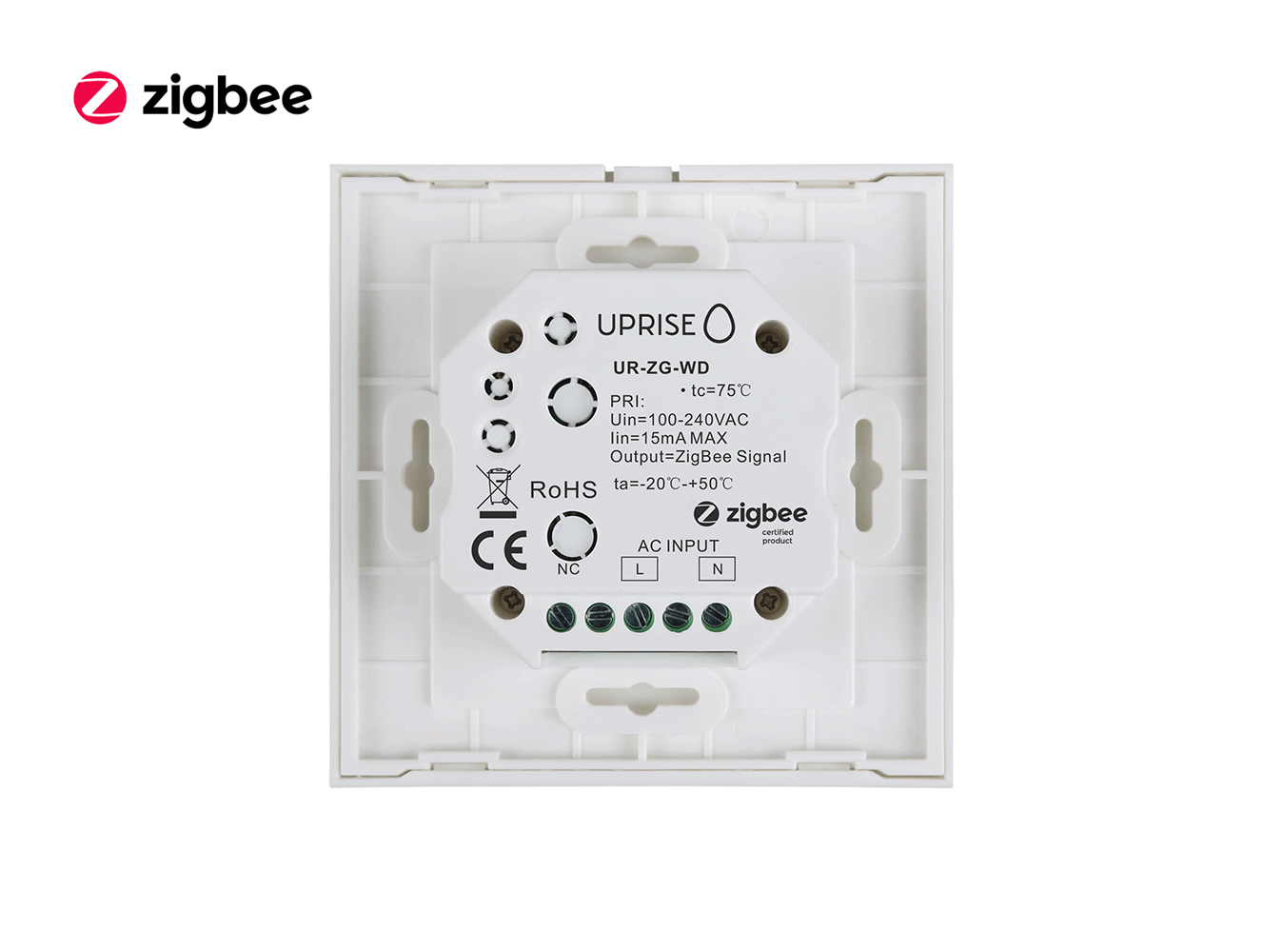 Zigbee Glass RGBW Touch Dimmer Wall Panel Back View