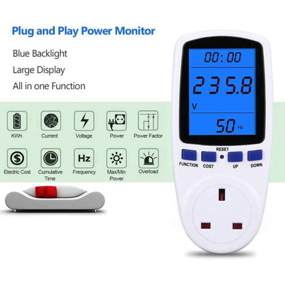 Energy / Electricity Usage Monitor Power Meter Plug with Backlight LCD Display, Watts Analyzer