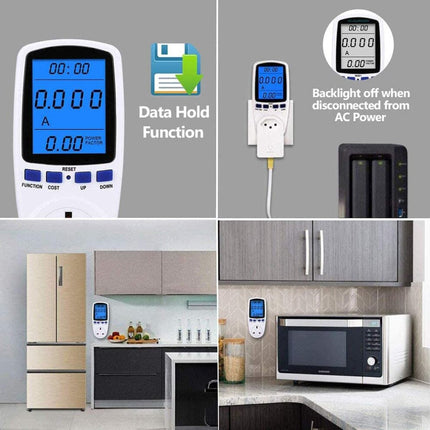 Energy / Electricity Usage Monitor Power Meter Plug with Backlight LCD Display, Watts Analyzer