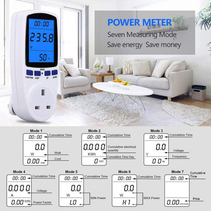 Energy / Electricity Usage Monitor Power Meter Plug with Backlight LCD Display, Watts Analyzer