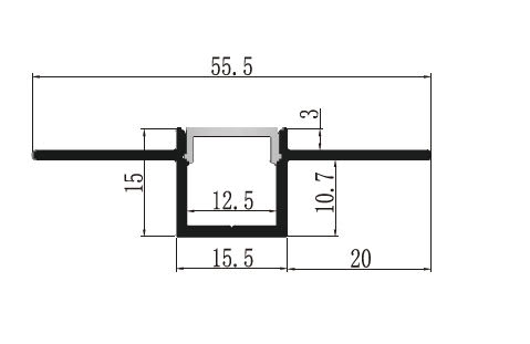 15.5mm Plaster-in Profile Dimensions