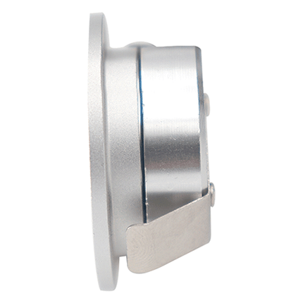 Side view of silver recessed spotlight, 3000K, 1.5w, 12v.