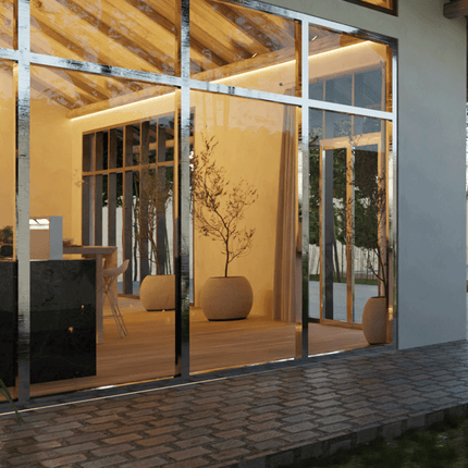 Outside view of a Balinese inspired kitchen with a seamless 3000K COB LED tape light.