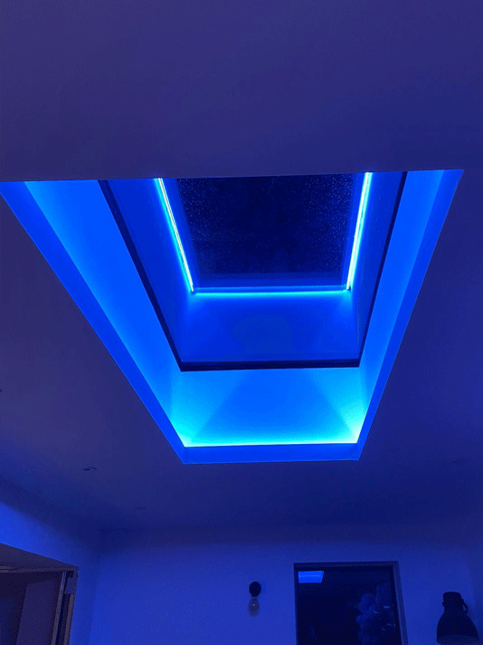 Sky lantern using RGBW "No Dot" COB LED tape. Illuminated in royal blue.