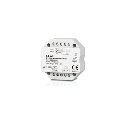 0-10V, PUSH DIMMER, WIFI AND SMART APP LED DIMMER MODULE (WHITE)
